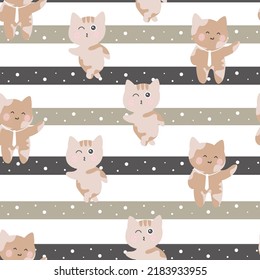 cute cat back to school seamless pattern