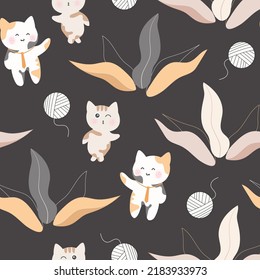 cute cat back to school seamless pattern