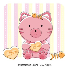 Cute cat with background design