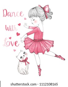 cute cat and ballerina