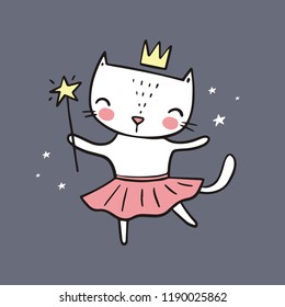 Cute cat ballerina vector illustration