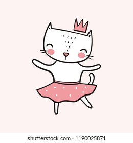 Cute cat ballerina vector illustration