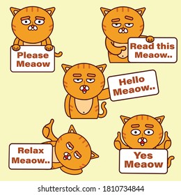cute cat ballon text collection