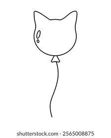 Cute cat balloon illustration in minimalistic style showcasing playful design