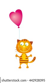 Cute cat and balloon. Vector illustration.
