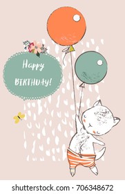 cute cat with balloons