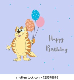 Cute Cat Balloons Words Happy Birthday Stock Vector (Royalty Free ...