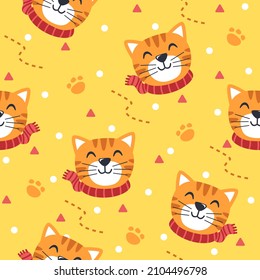 Cute cat with bandana illustration pattern design