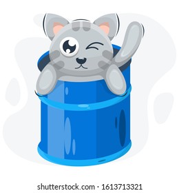 CUTE CAT IN THE BARREL VECTOR