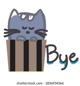 un lindo gato en la canasta con fondo blanco. Vector