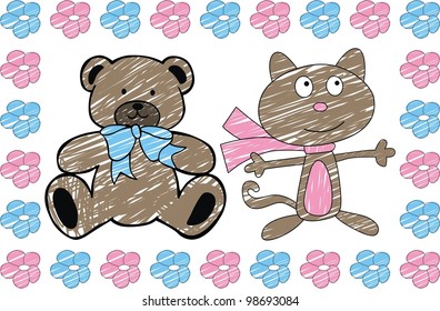 cute cat and bear