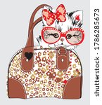 Cute Cat With Beautiful Bag Vector Illustration