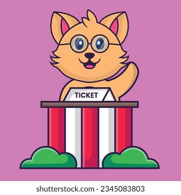 Cute cat is being a ticket keeper
