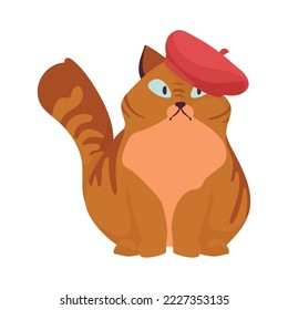 gato lindo con personaje de boina