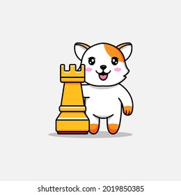 Cute cat beside a rook