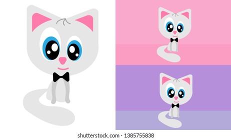 Cute cat with big blue eyes will be an excellent illustration for a postcard or other printed materials.