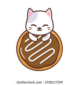 cute cat with big doughnut