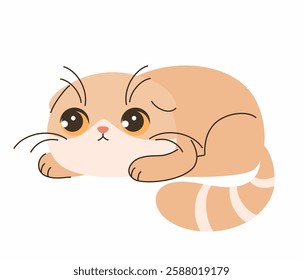 Cute cat with big eyes. Flat vector illustration.