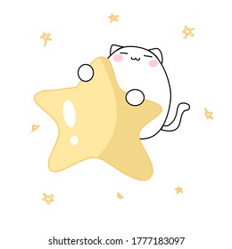 Cute cat with big star