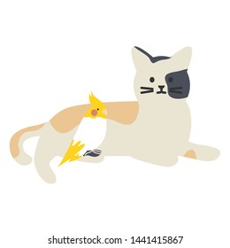 cute cat and bird mascots adorables characters