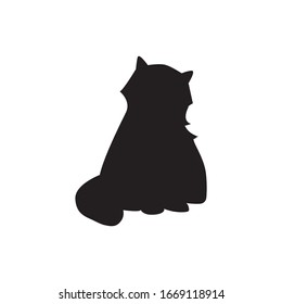 Cute cat black silhouette vector illustration isolated.