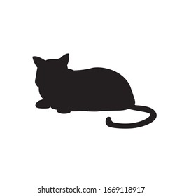Ilustración vectorial de silueta negra de gato mate aislada.