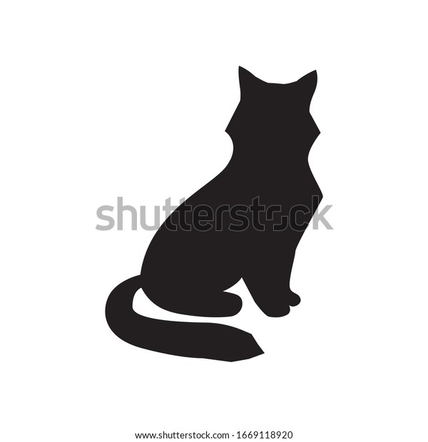 かわいい猫の黒いシルエットベクターイラスト のベクター画像素材 ロイヤリティフリー