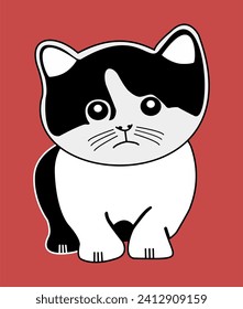 Cute Cat Black and White Vector Can be use in animal poster etc