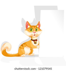 Cute cat with blanc banner for text