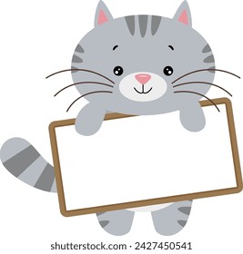 Nette Katze mit einem leeren Schild