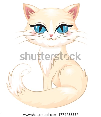 Cute cat with blue eyes isolated on white.