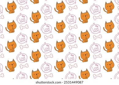 cute cat and bone pattern for kids gift wrapping 