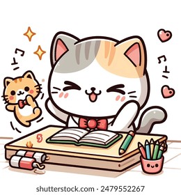 cute cat with a book
