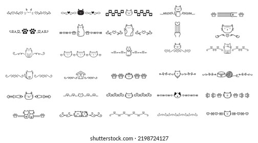 Cute Cat Border Cartoon ,element, Frame Outline Icon.vector Illustration
