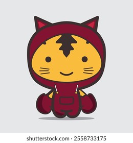 Cute cat as boxer with red hoodie for element design