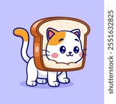 Cute Cat In Bread Cartoon Vector Icon Illustration. Animal 
Food Icon Concept Isolated Premium Vector. Flat Cartoon 
Style 
