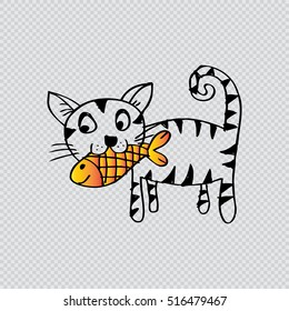 Cute cat bring fish