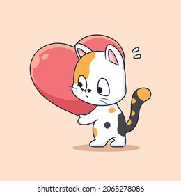 Cute cat bring heart with funny poses