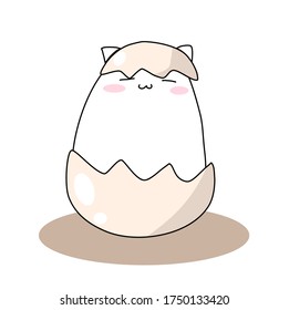 Gato lindo en huevo roto