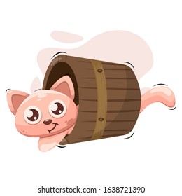 cute cat with bucket mascot cartoon vector