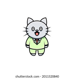 Cute cat businessman cartoon illustration