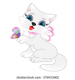 Cute cat with a butterfly.