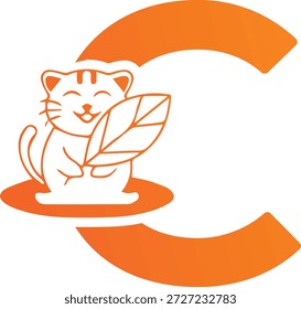 Nettes Cat C Logo Design. Design des Tierlogos. C Logo Design