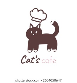 Cute cat Cafe Chef logo