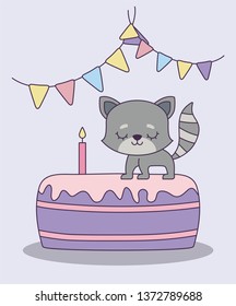 cute cat in cake of birthday