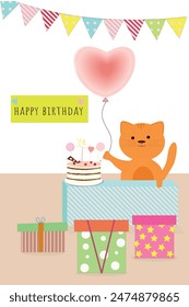 cute cat and cake with festive decor