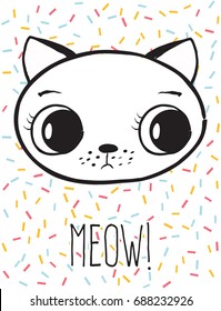 cute cat card, illustration in vector format