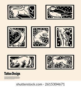 cute cat card tattoo design

