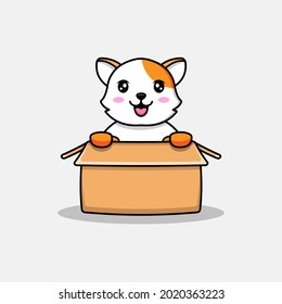 Cute cat in the cardboard
