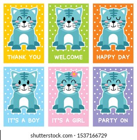 cute cat cards, postcards, invitations, banner, poster, print and other uses.